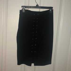 NWOT Bebe Black Lace Up Skirt